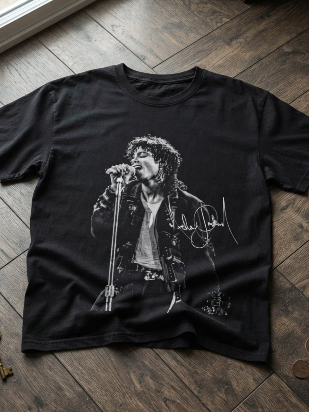 Michael Jackson Vintage Style Portrait Graphic Black T-Shirt